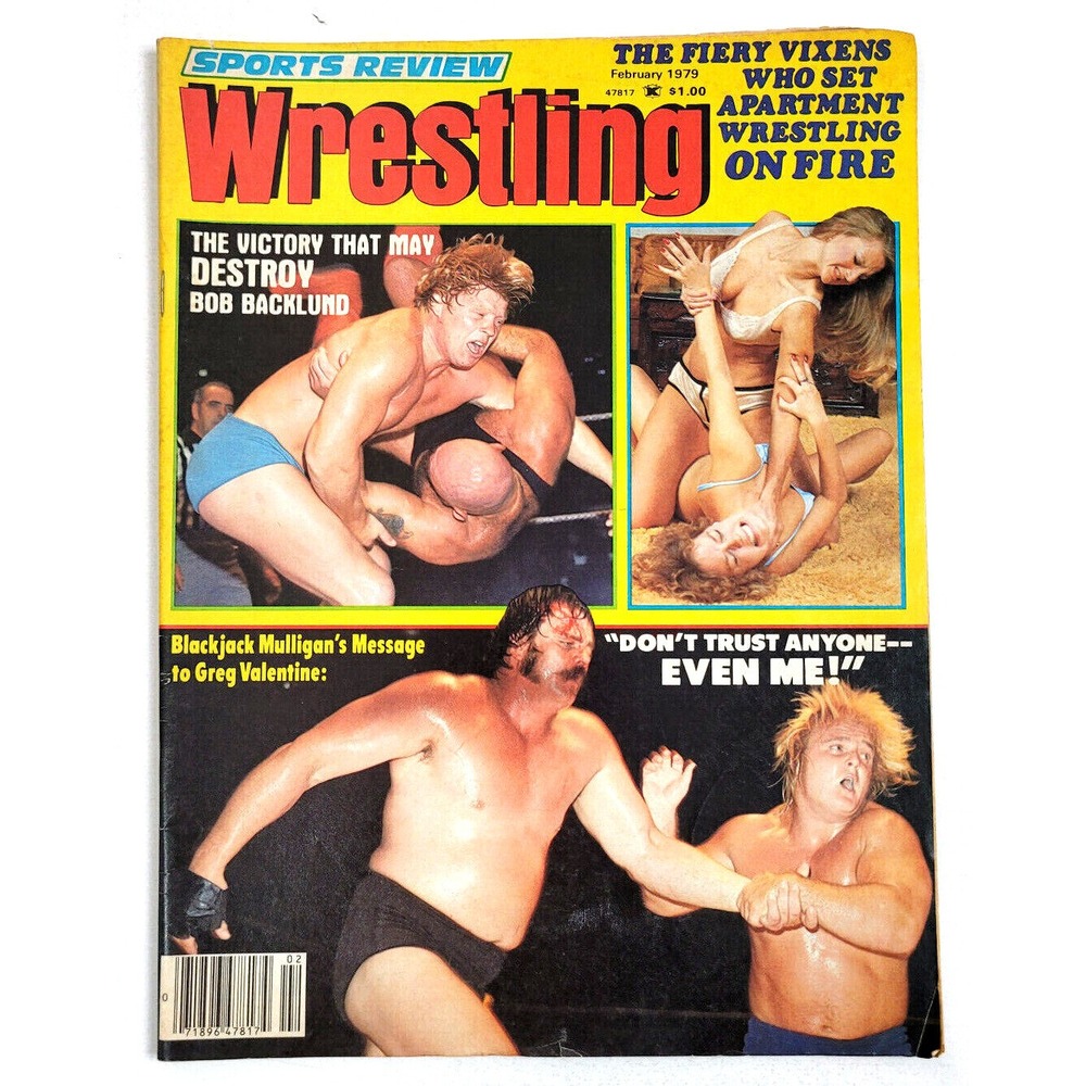 SPORTS REVIEW WRESTLING - FEB 1979 - BLACKJACK MULLIGAN / GREG VALENTINE